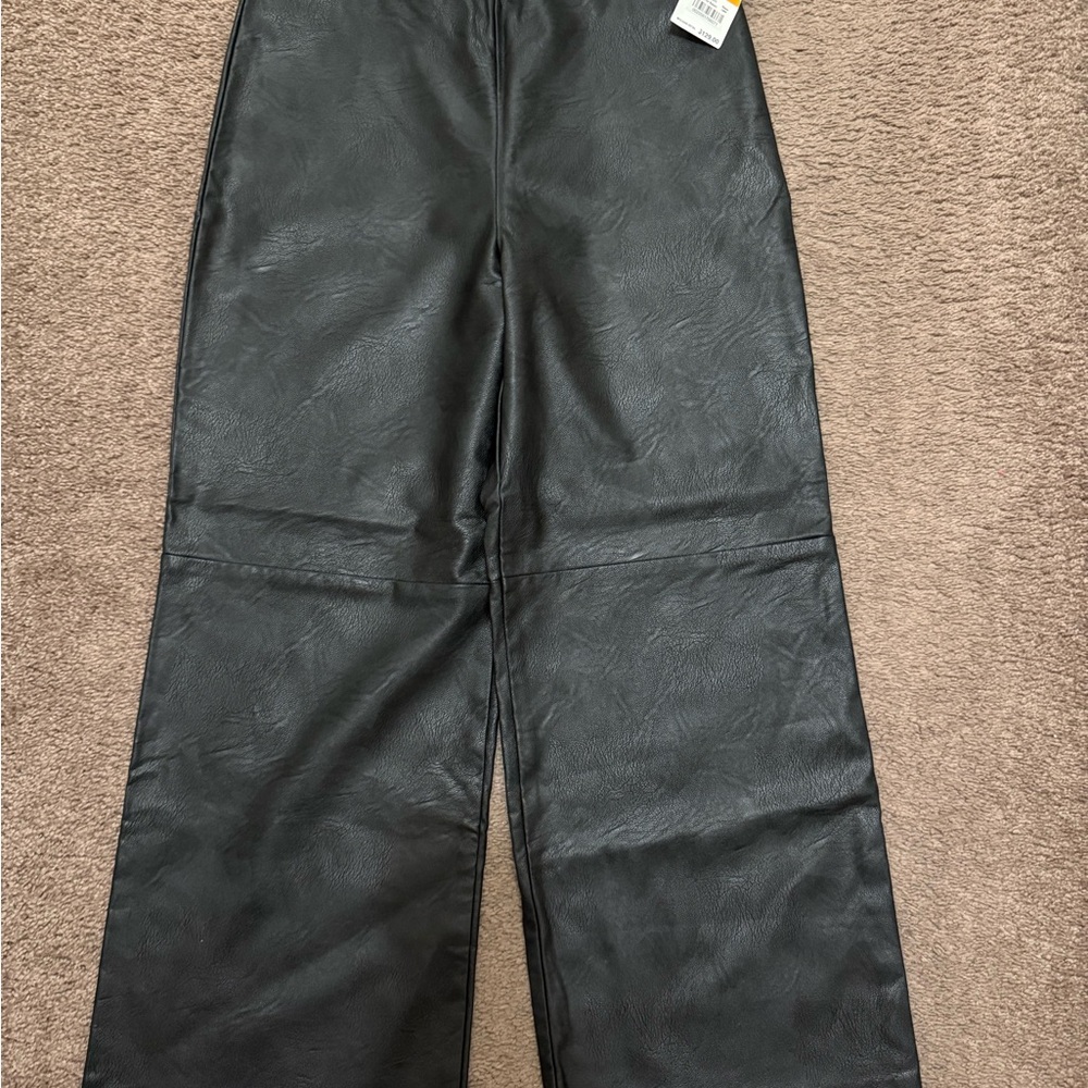 Karen Kane Black Faux Leather Wide Leg Pants